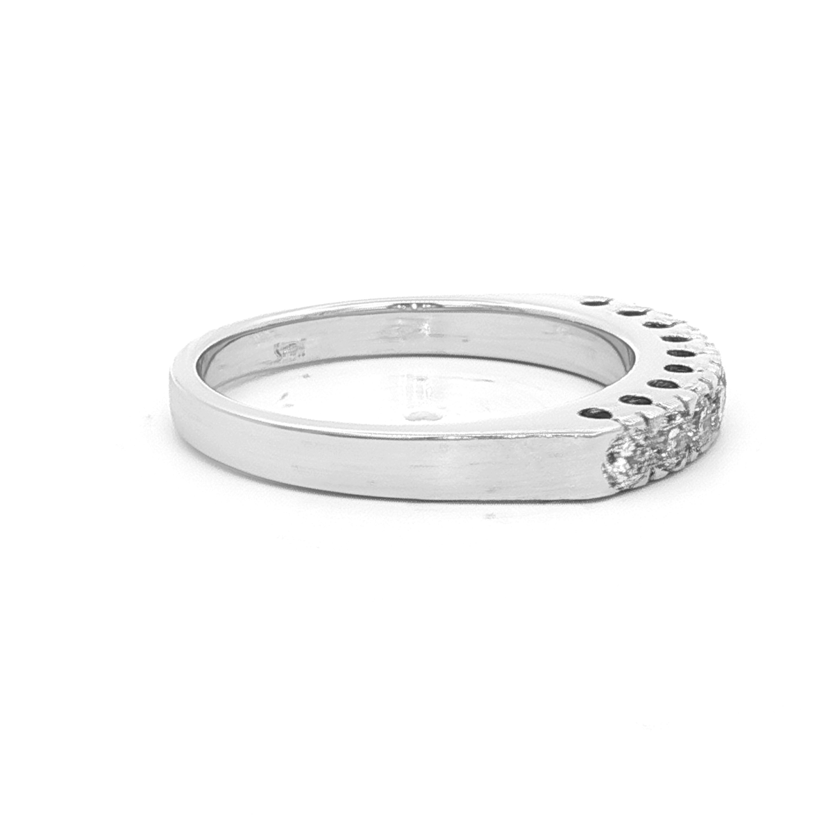 18 CARAT WHITE GOLD 9 STONE =.50CTDIA SZ M1/2