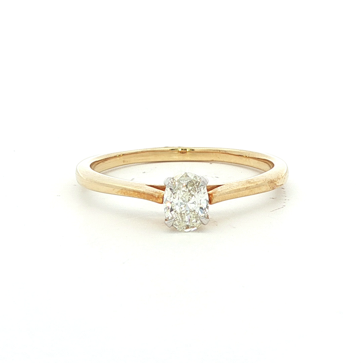 Oval Cut Diamond Solitaire Ring in Yellow Gold