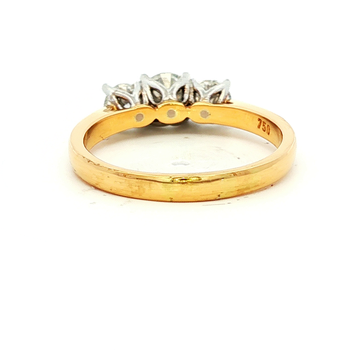 18CT Y/W/G 3 STONE DIA RING CENTRE 0.50CT & 2=0.50CT GSI2 SZ N