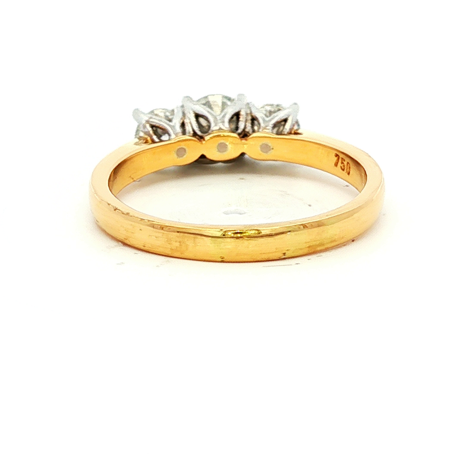 18CT Y/W/G 3 STONE DIA RING CENTRE 0.50CT & 2=0.50CT GSI2 SZ N