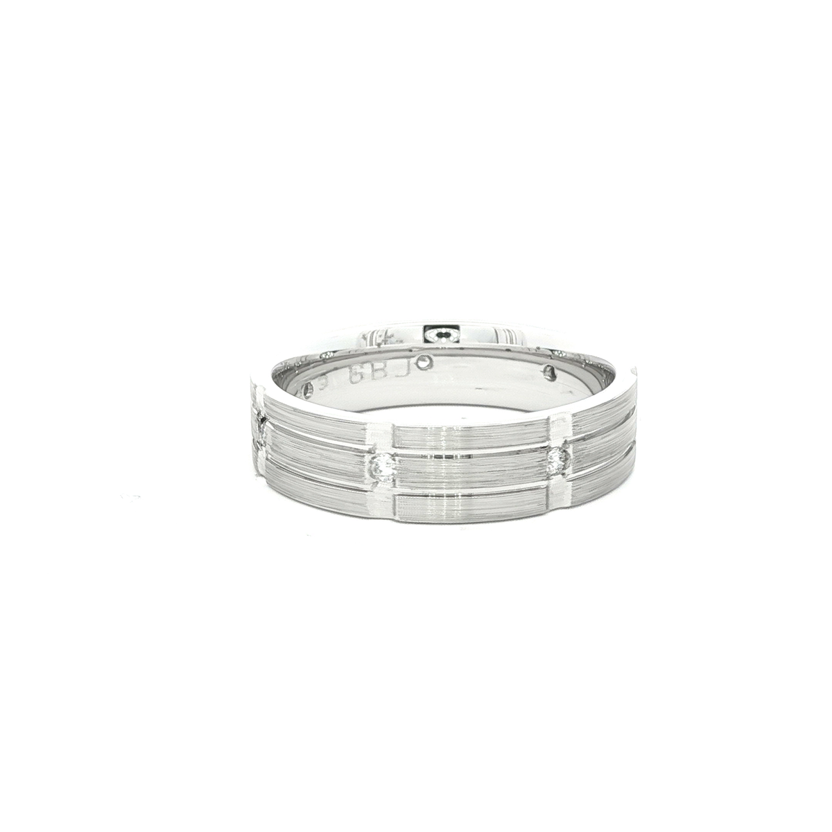 Platinum White Gold Band Ring with Round Brilliant Diamonds
