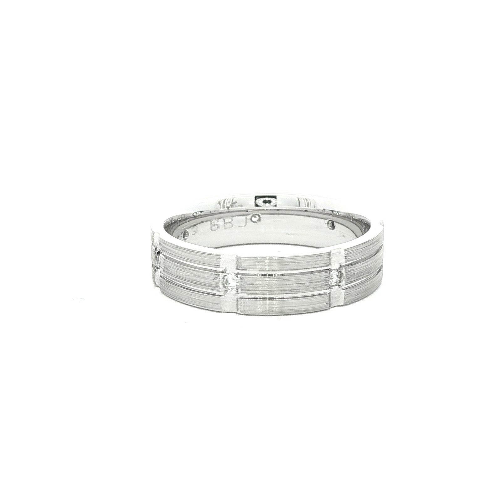 Platinum White Gold Band Ring with Round Brilliant Diamonds