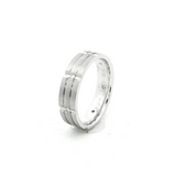 Platinum White Gold Band Ring with Round Brilliant Diamonds