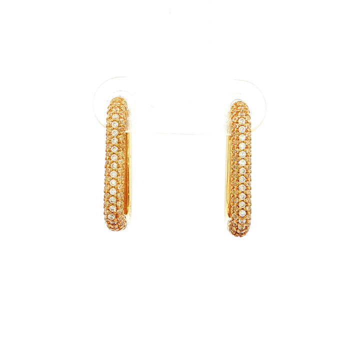 Encrusted  Oval Huggie in Yellow Gold