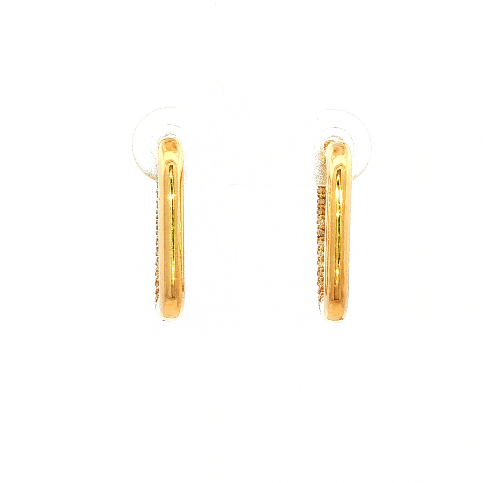 Encrusted  Oval Huggie in Yellow Gold