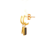 Square Drop Tiger Eye Earring in Yellow Gold