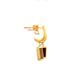 Square Drop Tiger Eye Earring in Yellow Gold