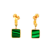 Square Drop Malachite Earring in Yellow Gold
