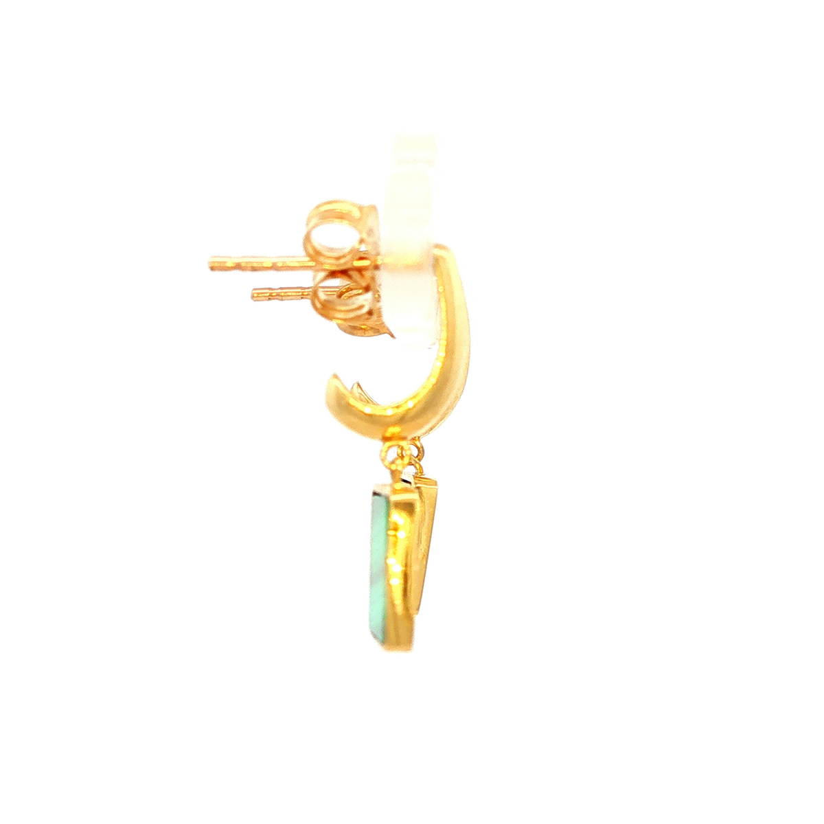 Square Drop Malachite Earring in Yellow Gold