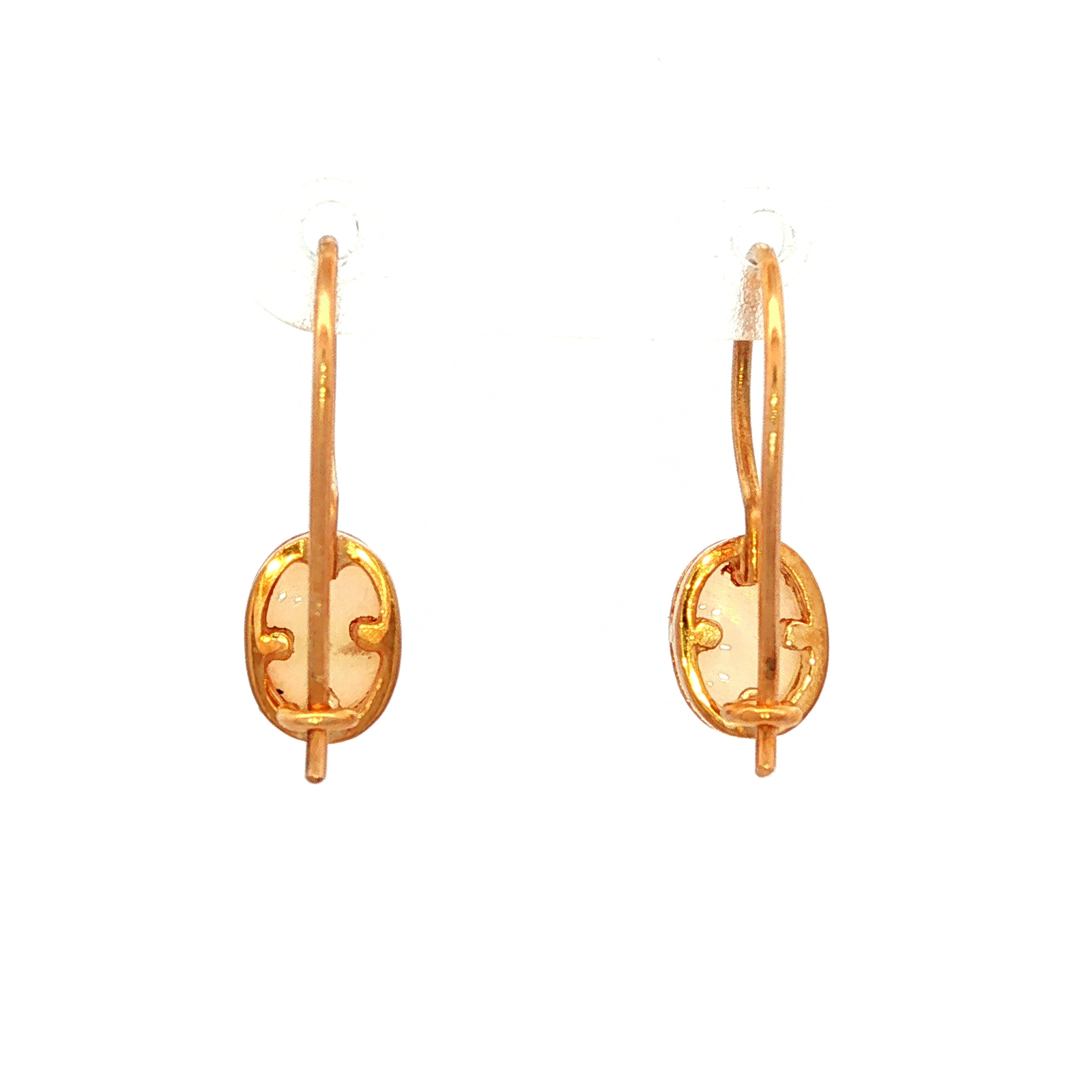 Solid White Opal Earrings in Yellow Gold