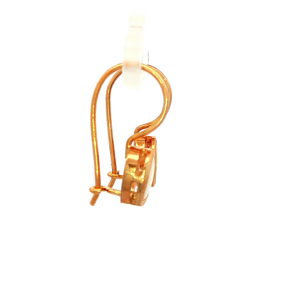 Solid White Opal Earrings in Yellow Gold