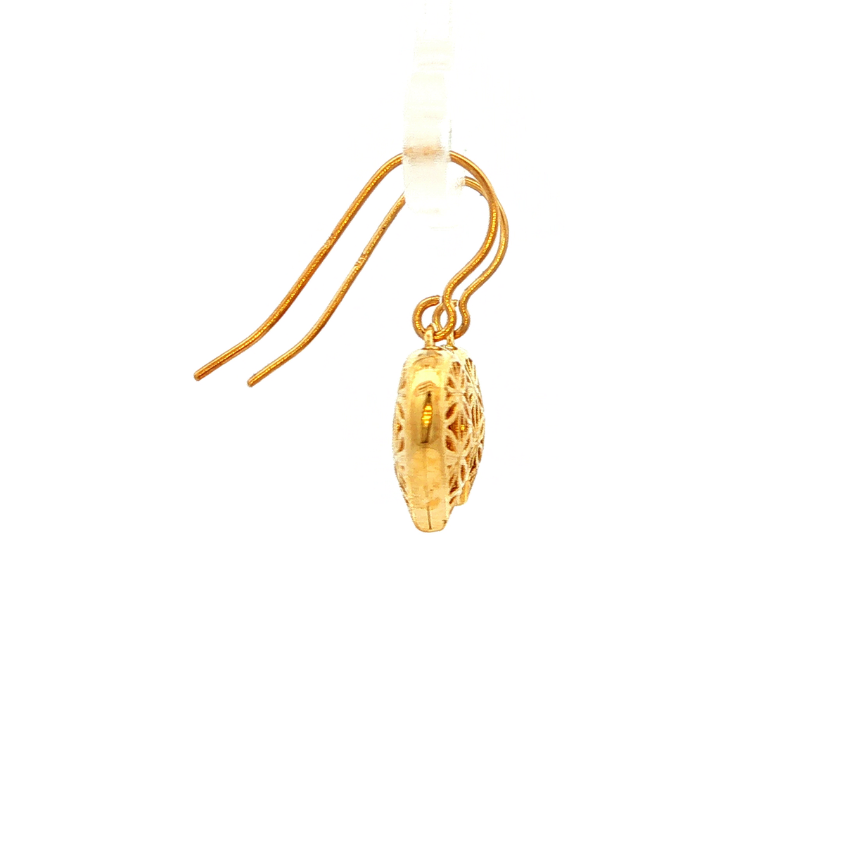 Lattice Heart Drop Earrings in Yellow Gold