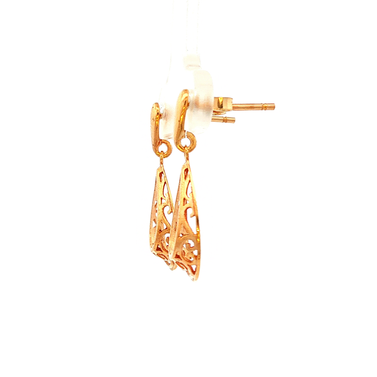 Filigree Yellow Gold Teardrop Drop Earrings
