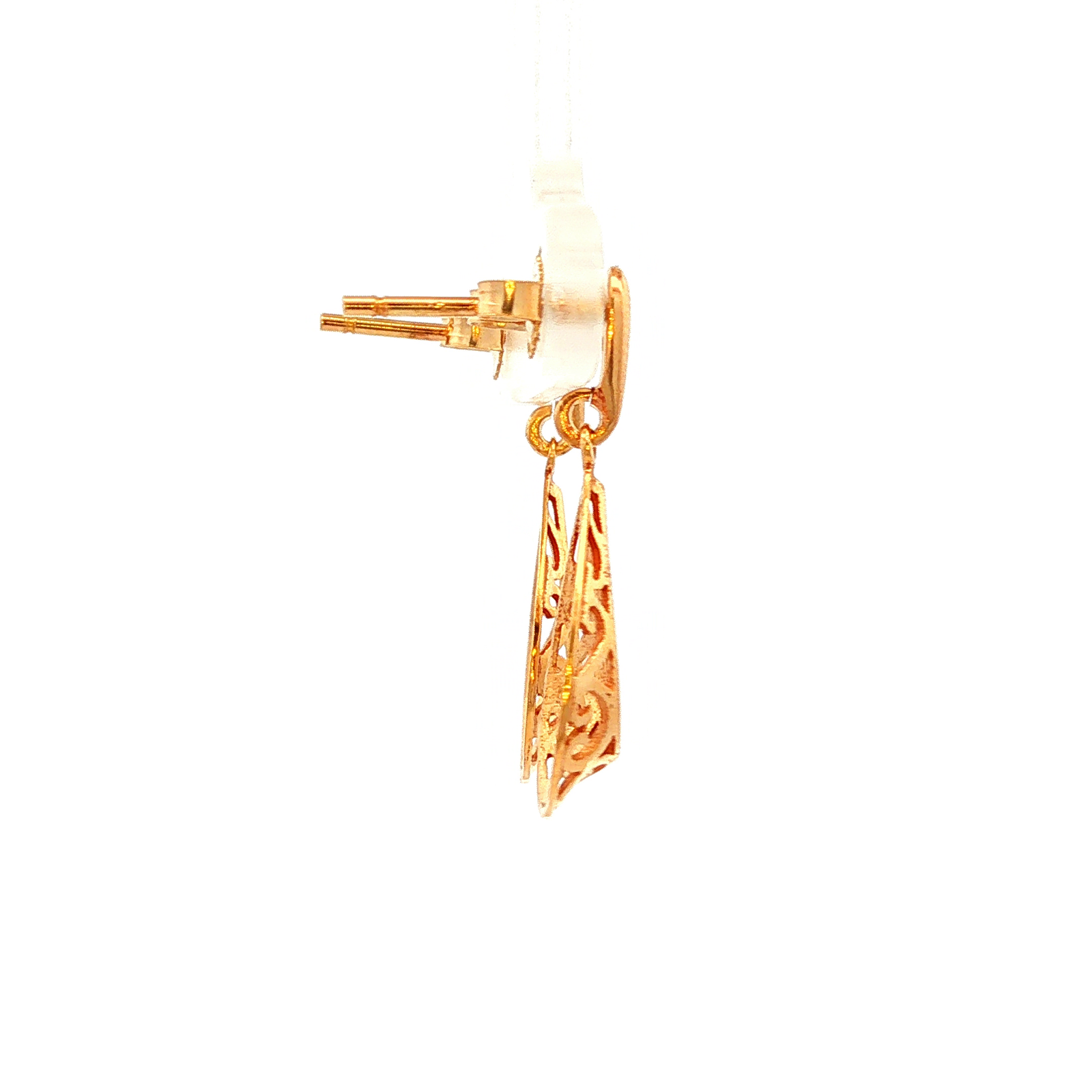 Filigree Yellow Gold Teardrop Drop Earrings