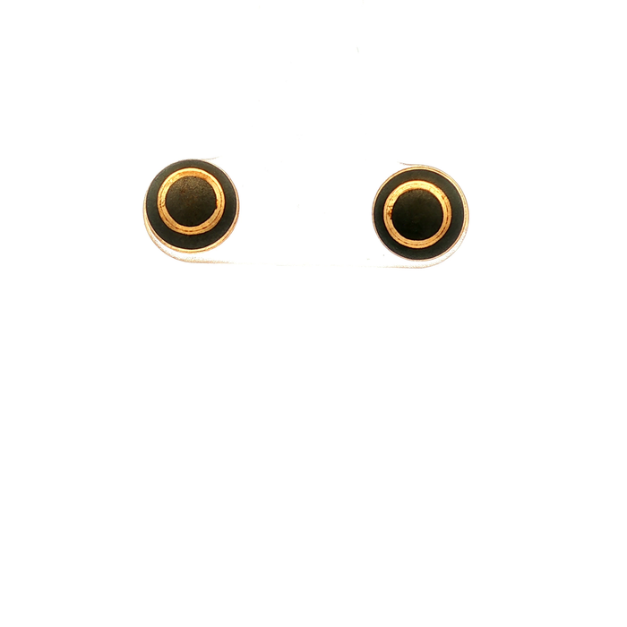 Circular Stud Earrings in Yellow Gold