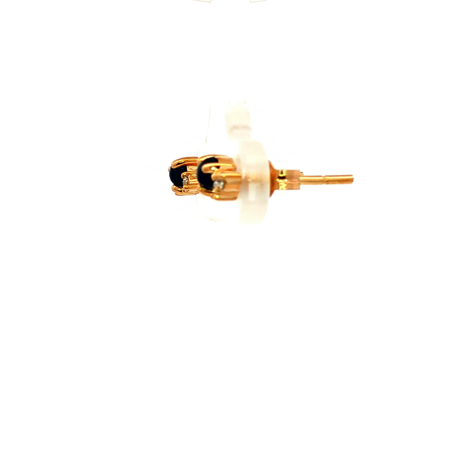 Yellow Gold Stud Earrings with Sapphire and Diamonds