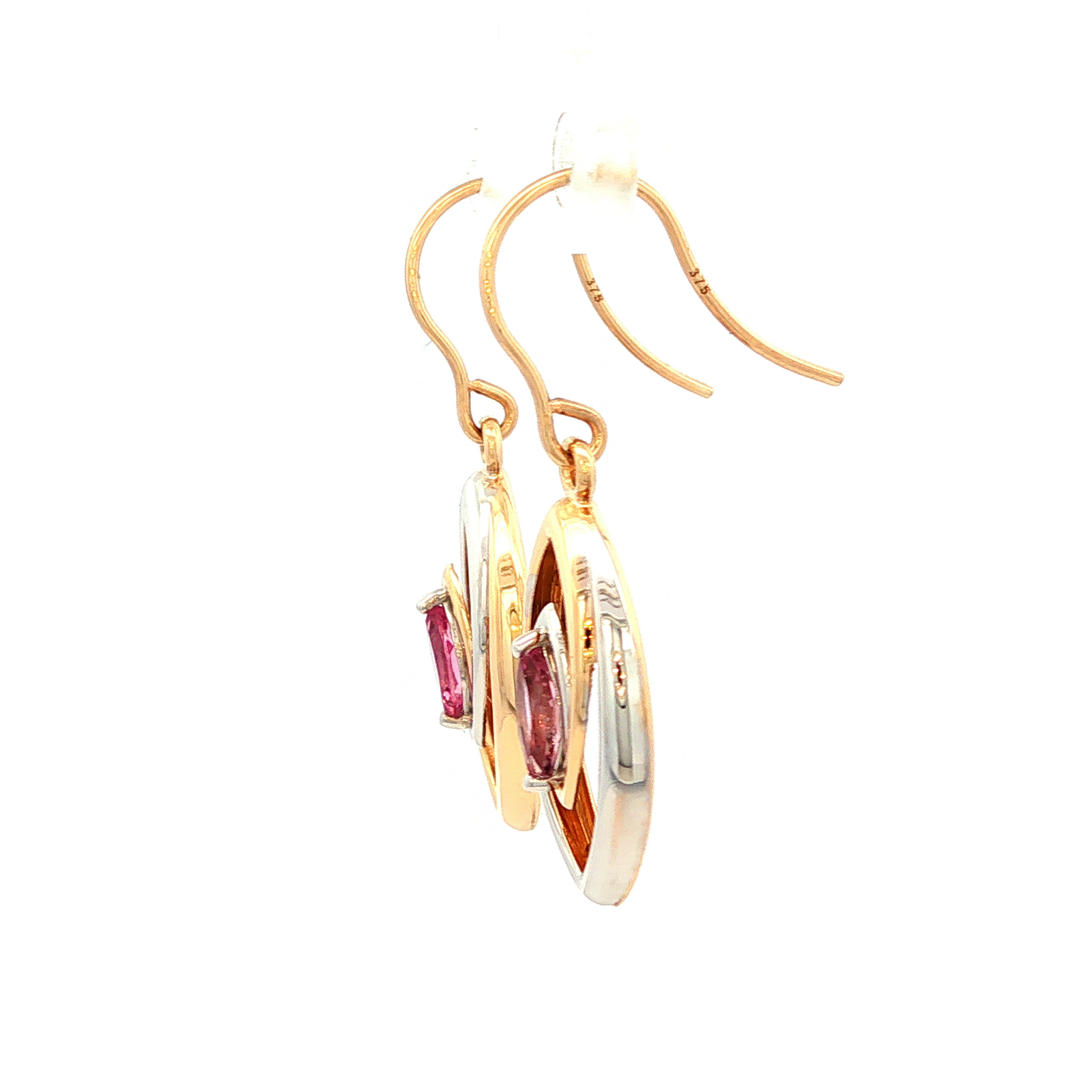 Pink Tourmaline Earring in Yellow Gold