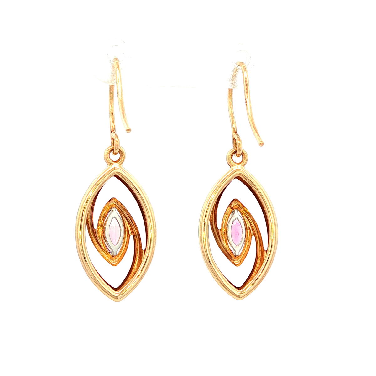 Pink Tourmaline Earring in Yellow Gold