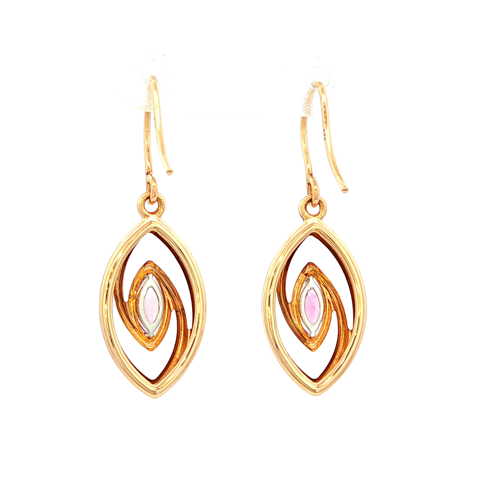 Pink Tourmaline Earring in Yellow Gold