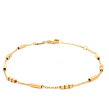 Fancy Bar & Bead Bracelet in Yellow Gold