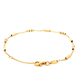 Fancy Bar & Bead Bracelet in Yellow Gold