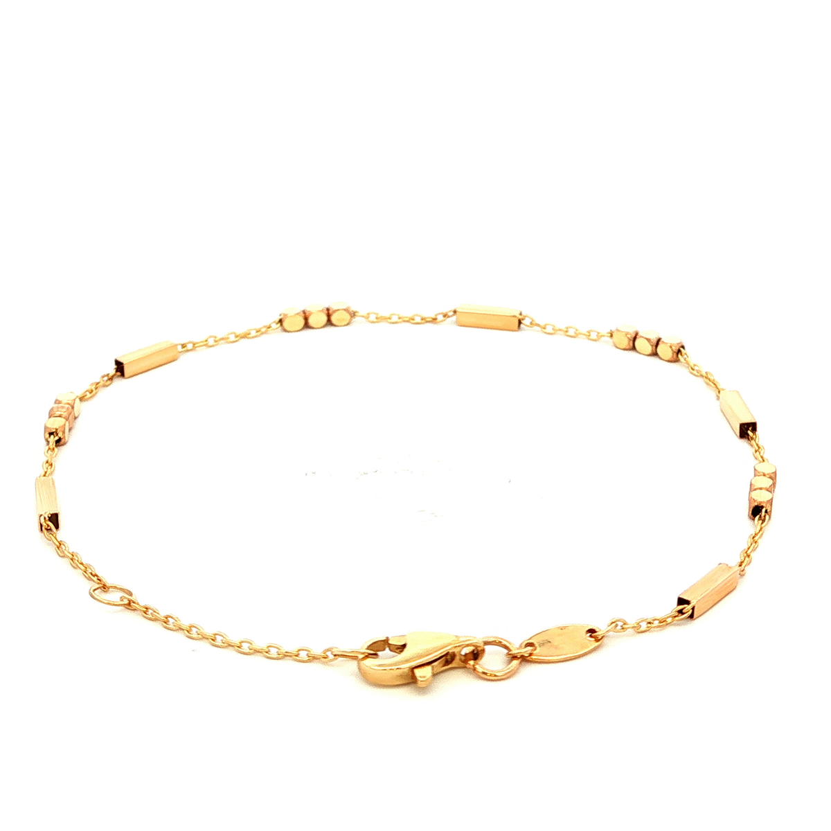 Fancy Bar & Bead Bracelet in Yellow Gold