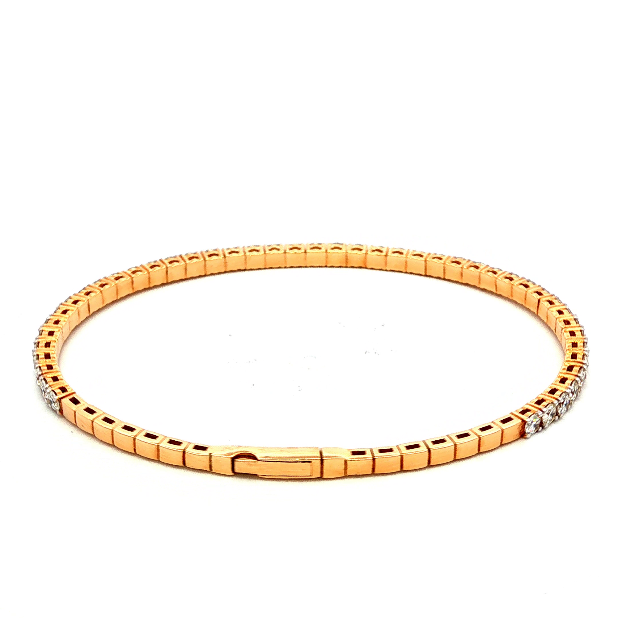 Tennis Press Clasp Bangle in Yellow Gold