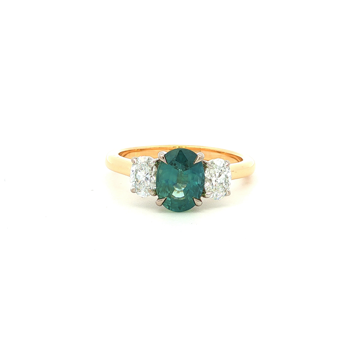 Grey Steely Ceylon Sapphire and Natural Diamond Dress Ring in Yellow Gold