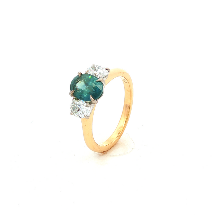 Grey Steely Ceylon Sapphire and Natural Diamond Dress Ring in Yellow Gold