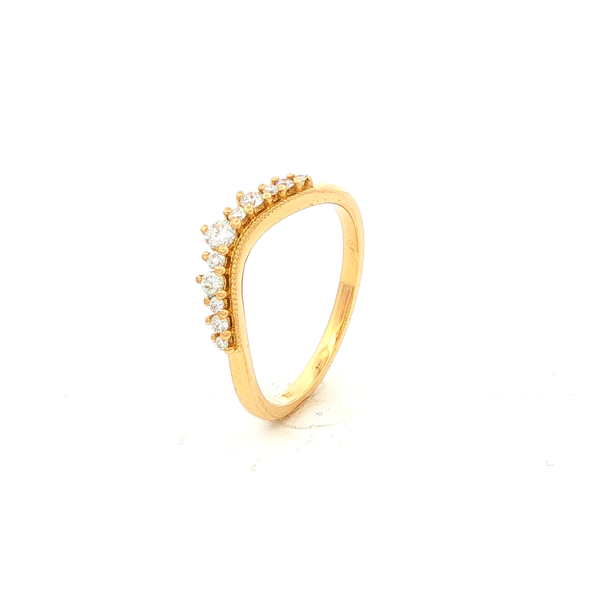 Diamond Curved Set Wedding Band in Yellow Gold