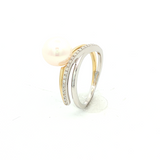 Two-Tone Chinese Cultured Pearl & Diamond Dress Ring