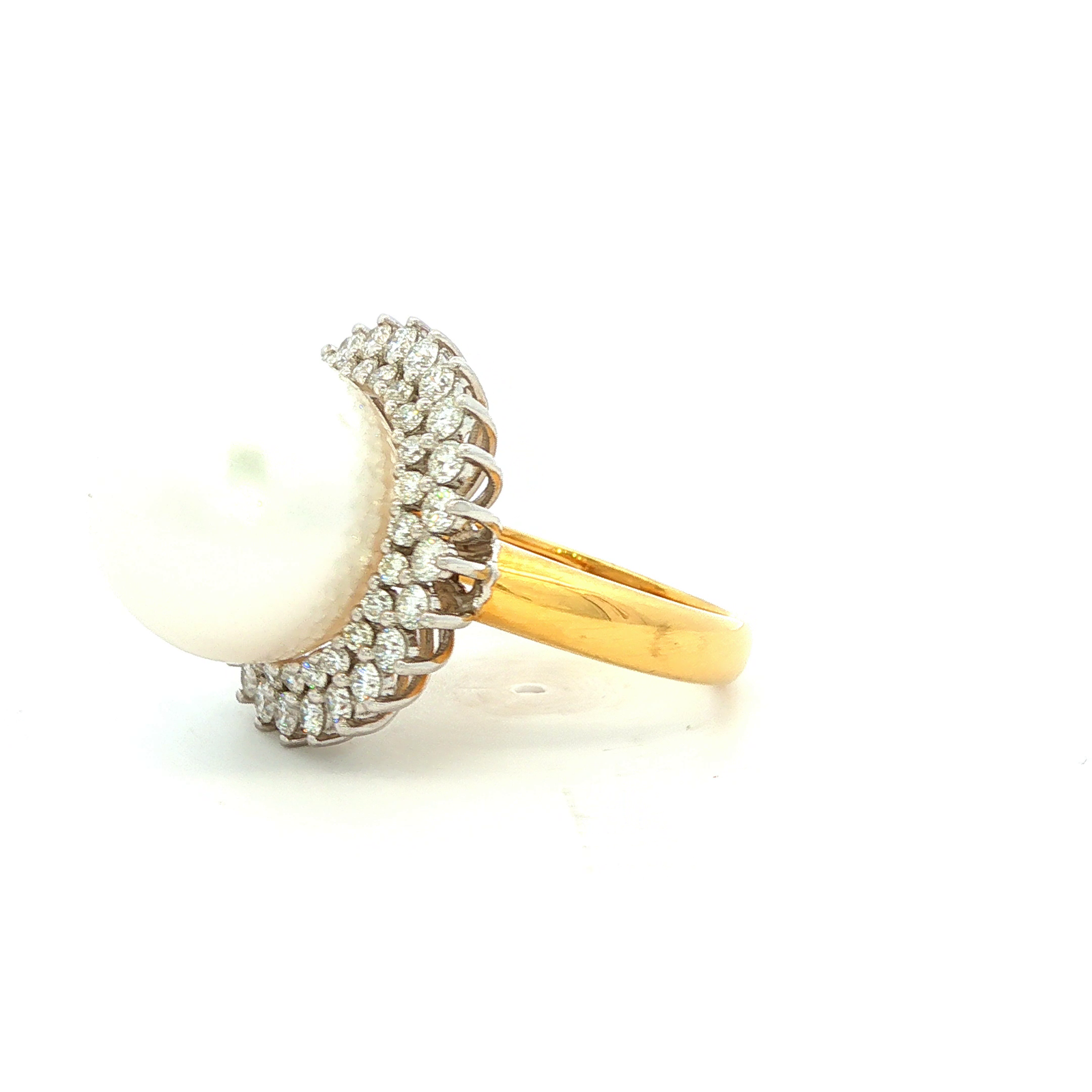 Diamond and Pacific Pearl Dress Ring in Yellow Gold