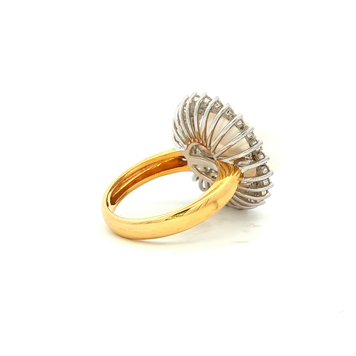 Diamond and Pacific Pearl Dress Ring in Yellow Gold