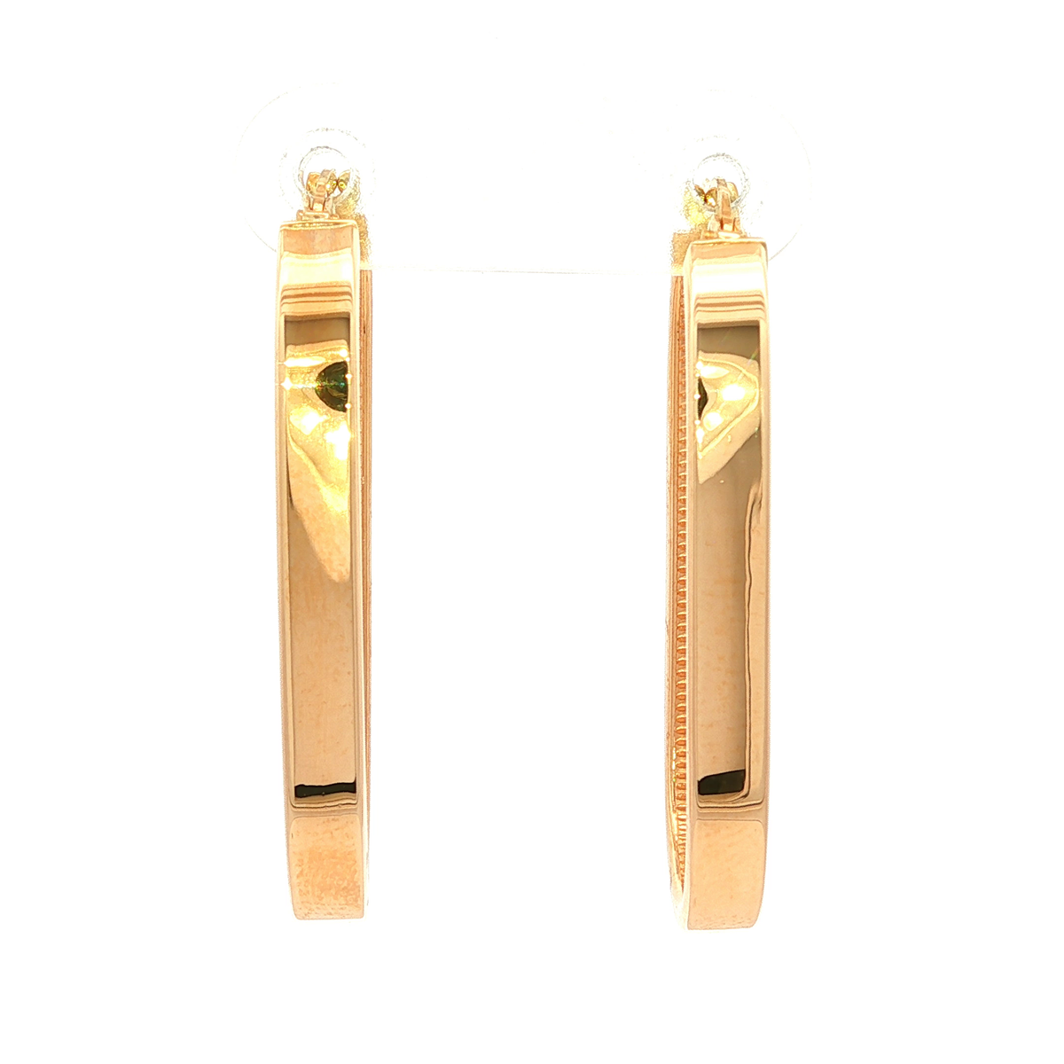 Oblong Flat Tube Hoop Earrings in Yellow Gold