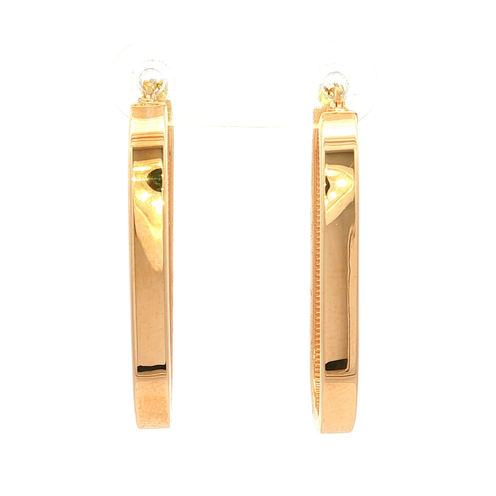 Oblong Flat Tube Hoop Earrings in Yellow Gold