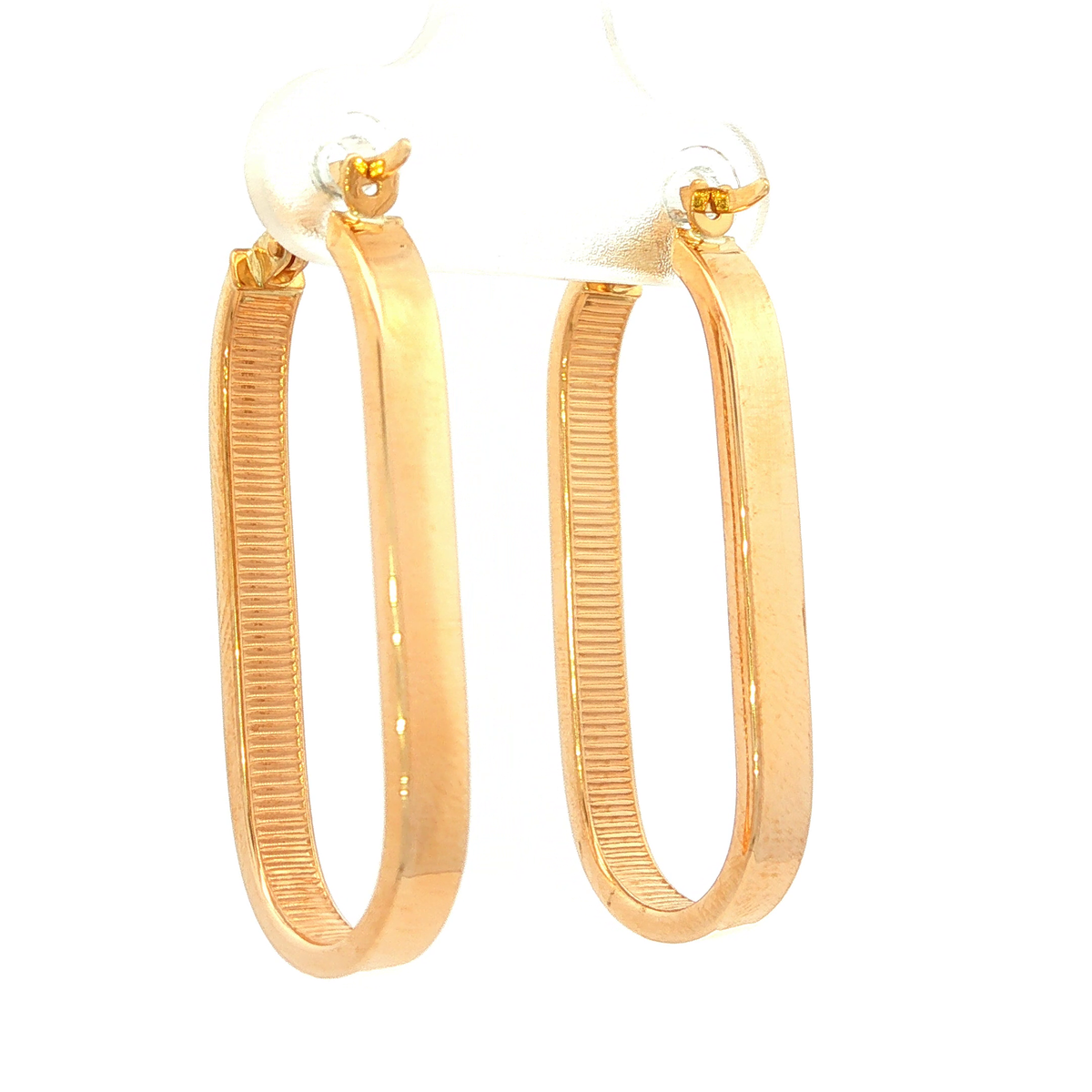 Oblong Flat Tube Hoop Earrings in Yellow Gold