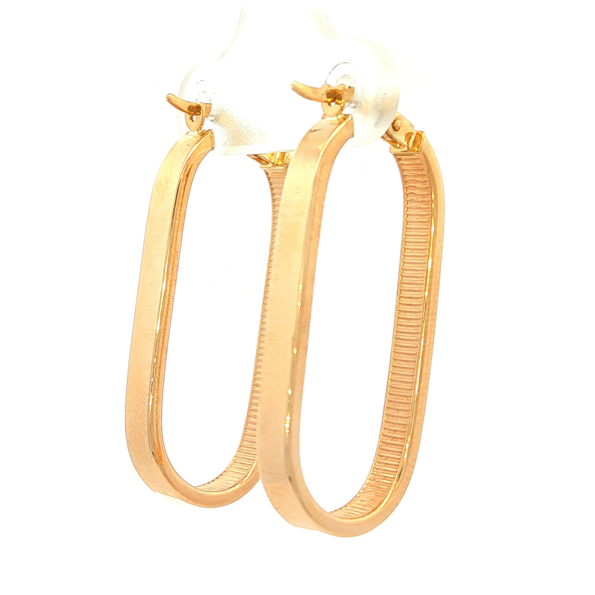Oblong Flat Tube Hoop Earrings in Yellow Gold