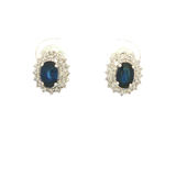 Diamond and Blue Sapphire Earrings in White Gold