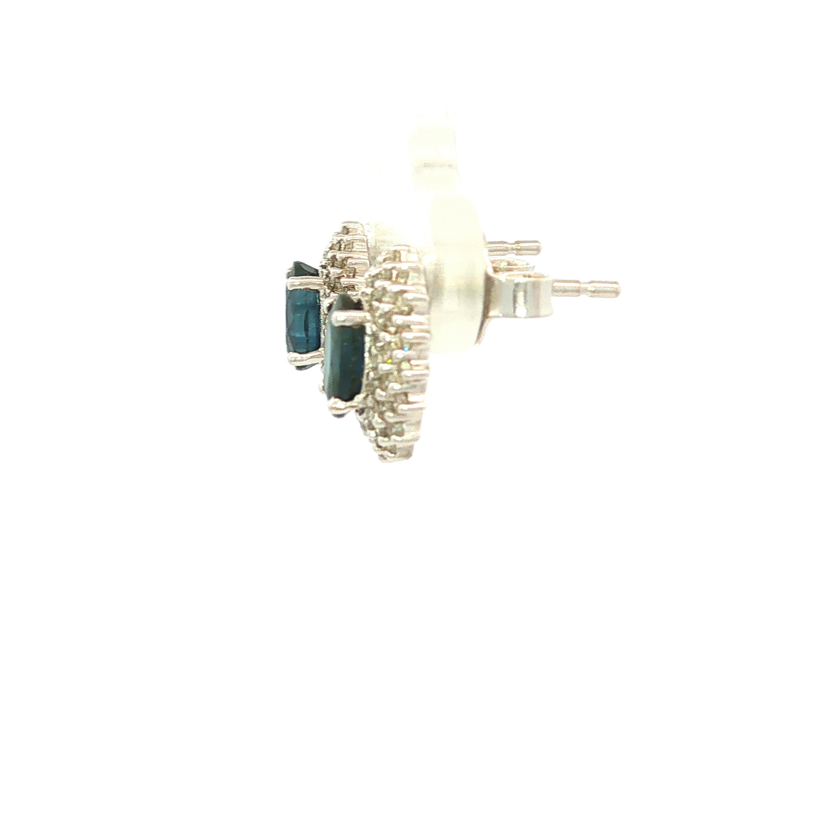 Diamond and Blue Sapphire Earrings in White Gold