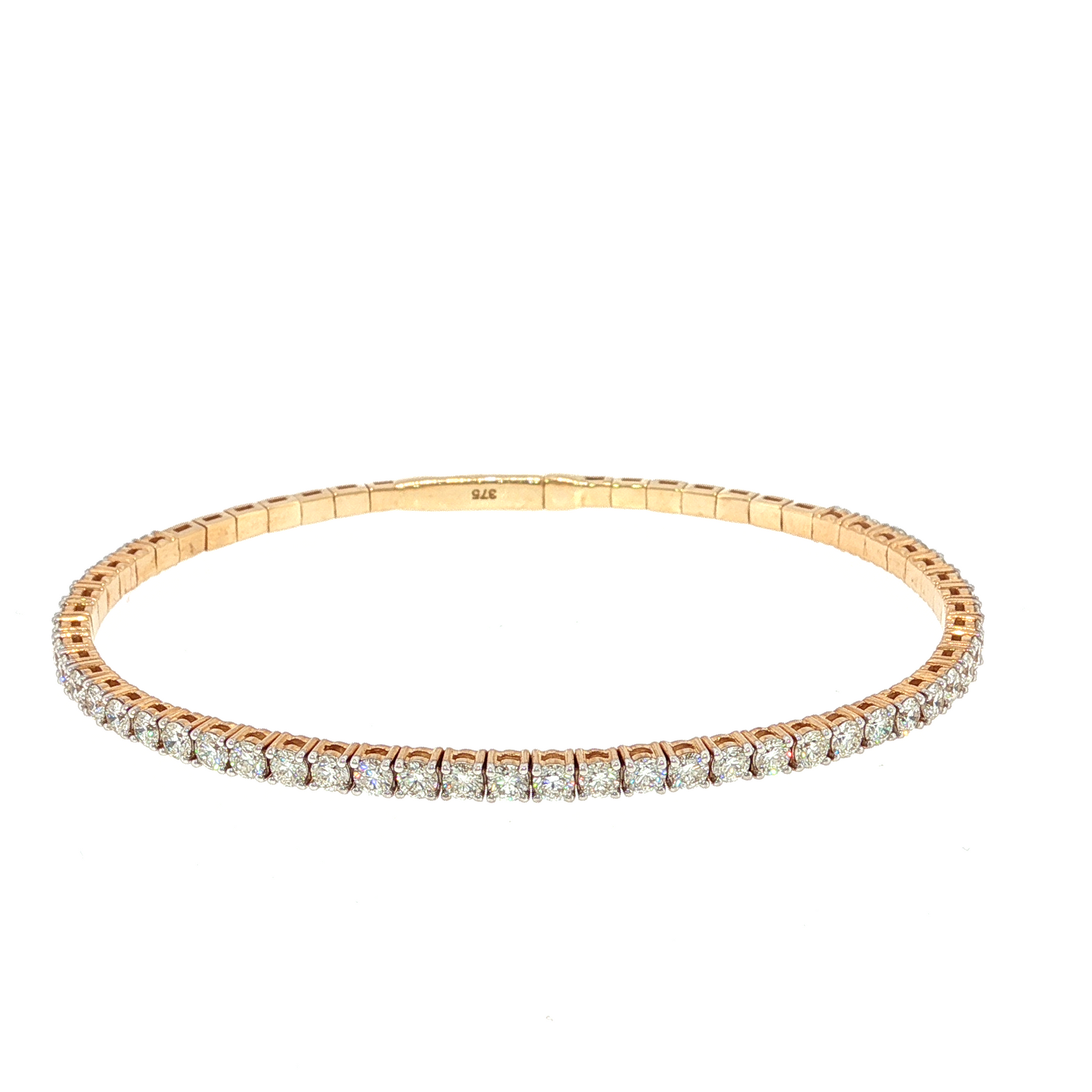 Tennis Press Clasp Bangle in Yellow Gold