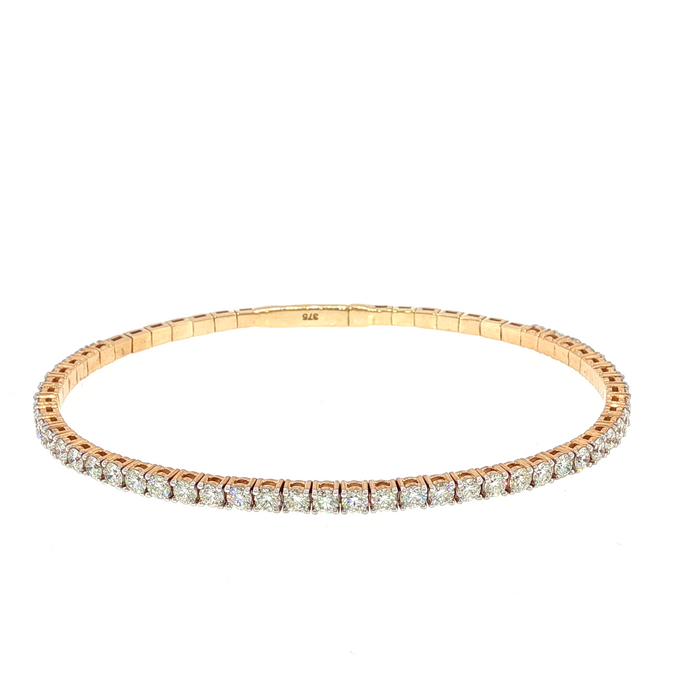 Tennis Press Clasp Bangle in Yellow Gold