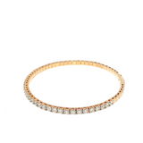 Tennis Press Clasp Bangle in Yellow Gold