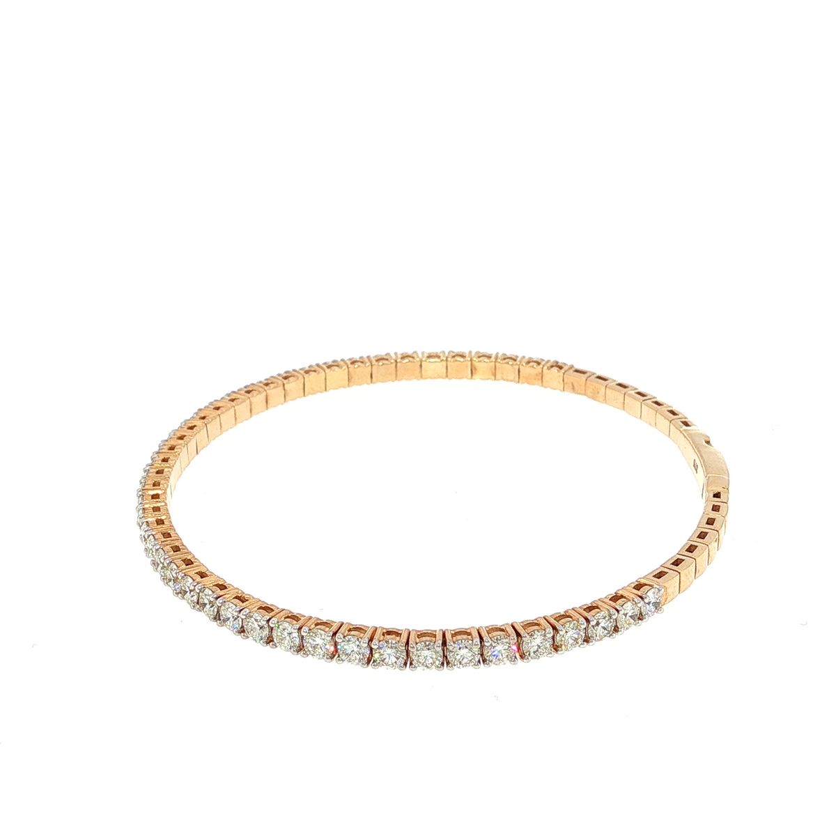 Tennis Press Clasp Bangle in Yellow Gold