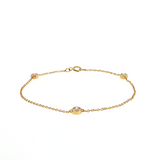 3 Station Diamond Set Bezel with Open Back Bracelet in Yellow Gold