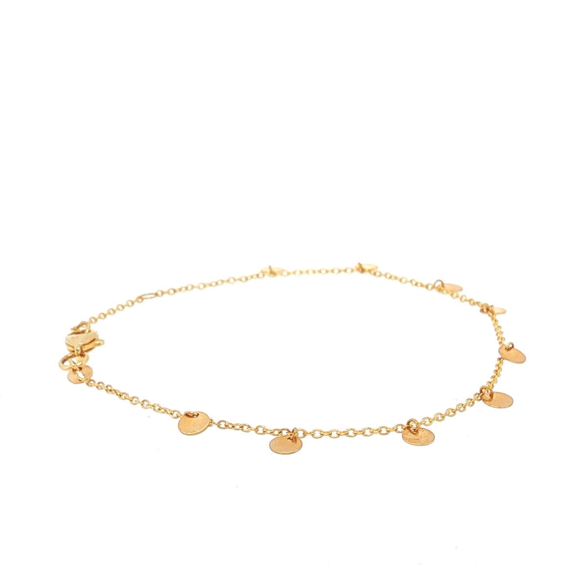 Small Hanging Disc Bracelet in Yellow Gold