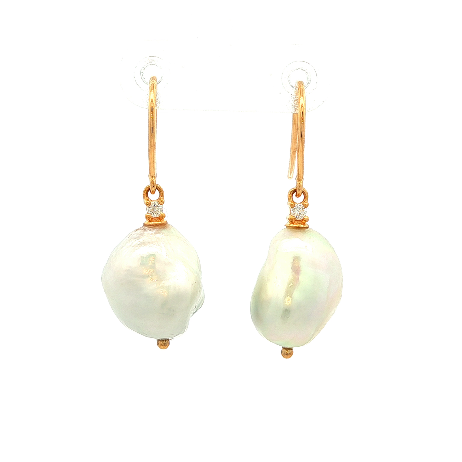 South Sea Baroque Pearl Earrings in Yellow Gold