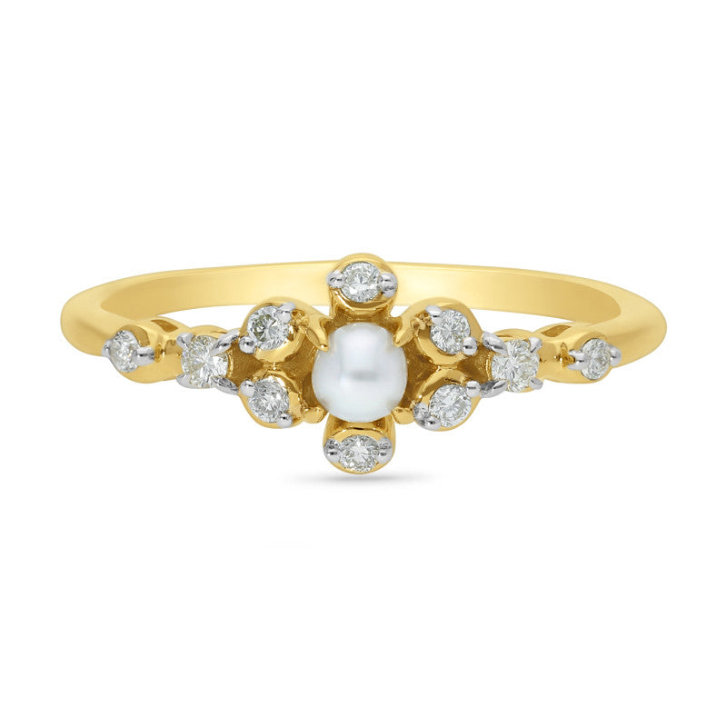 Fresh Water Pearl and Diamon in 9ct Yellow Gold