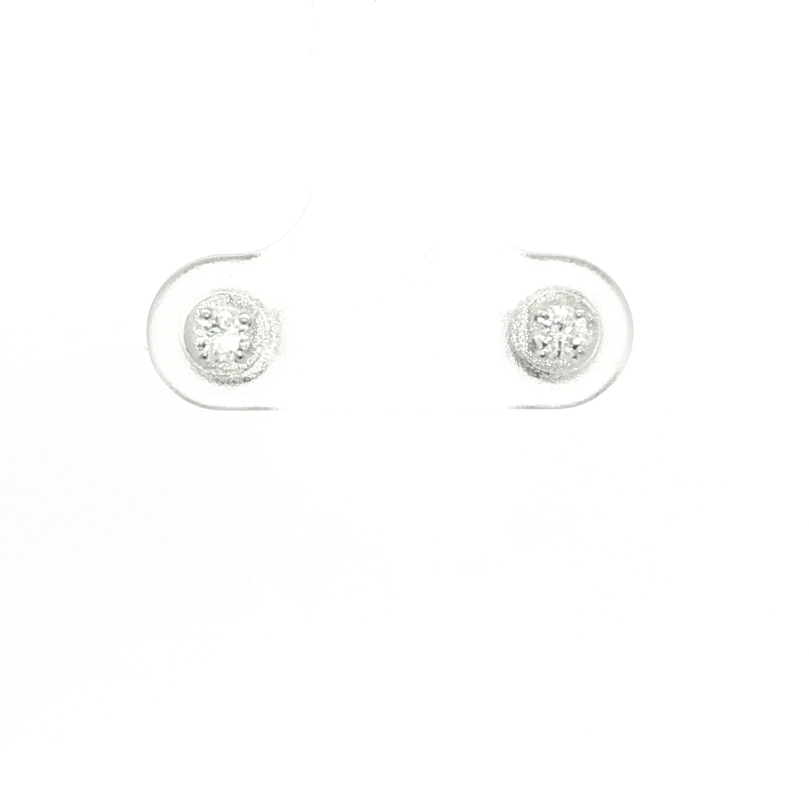 9 Carat White Gold with White Argyle Stud Earrings