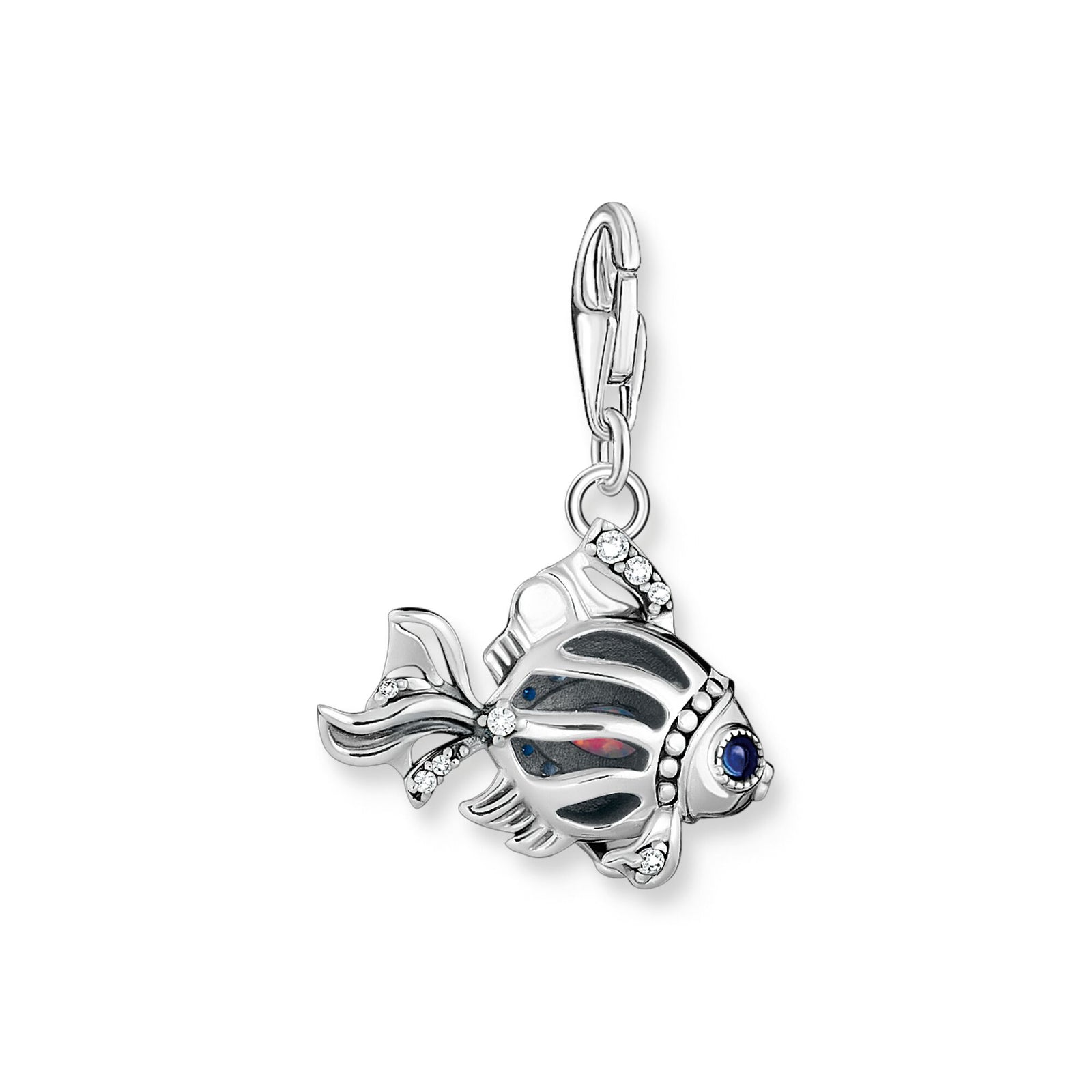 THOMAS SABO Charm pendant fish with blue stones silver