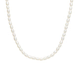 DPI Freshwater Rice Pearl Short Necklace With Sterling Silver Clasp And Extension